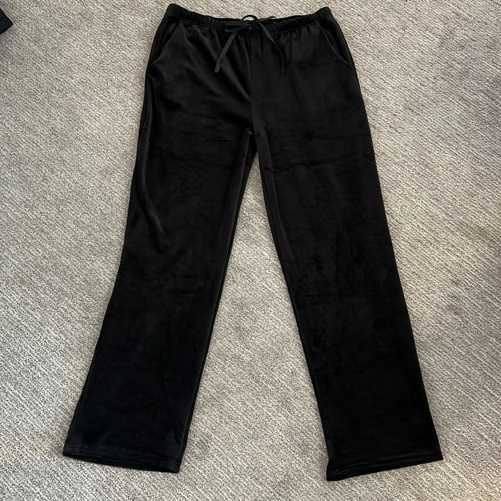 Black, horizontal, velvet, striped pants - Picture 1 of 4